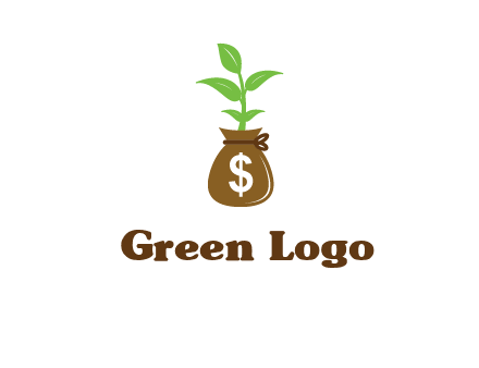 money bag with plant