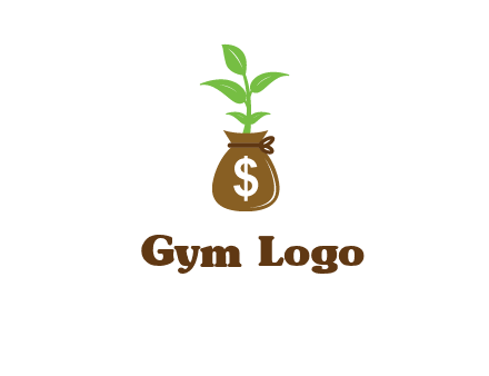 money bag with plant