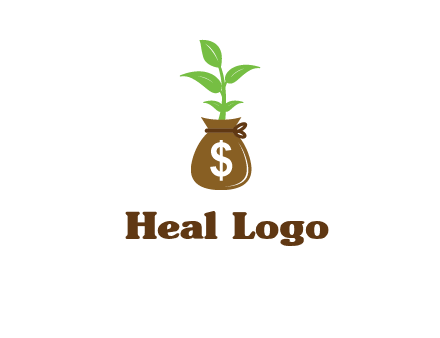 money bag with plant