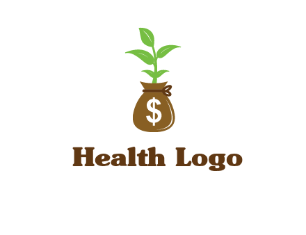 money bag with plant