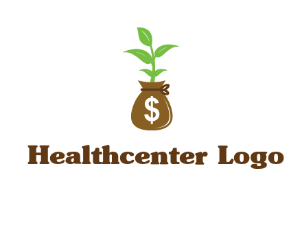 money bag with plant