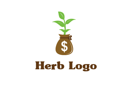 money bag with plant