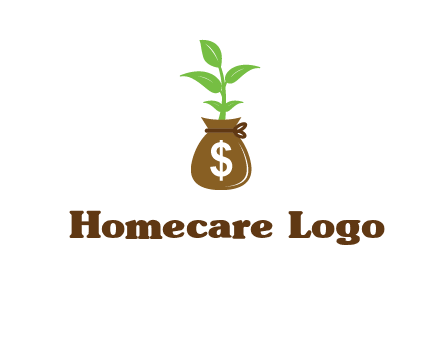 money bag with plant