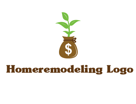 money bag with plant