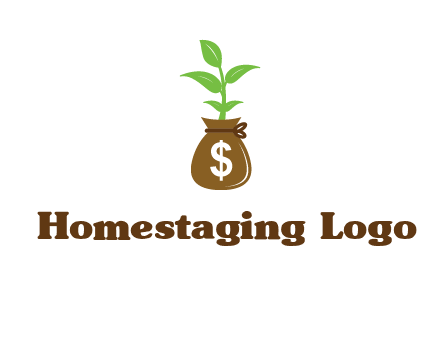 money bag with plant