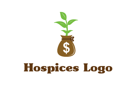 money bag with plant