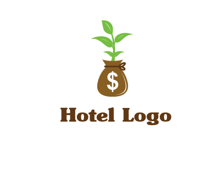 money bag with plant