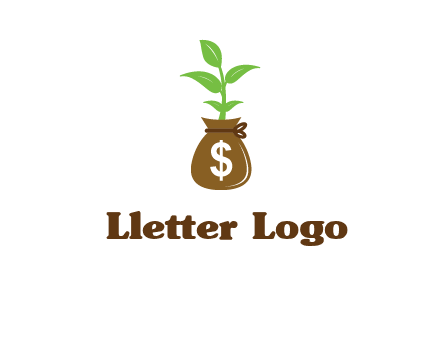 money bag with plant