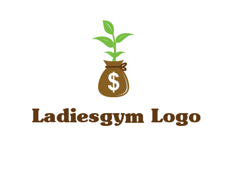 money bag with plant