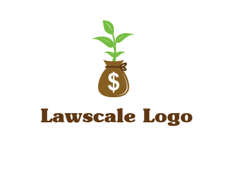 money bag with plant