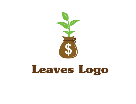 money bag with plant