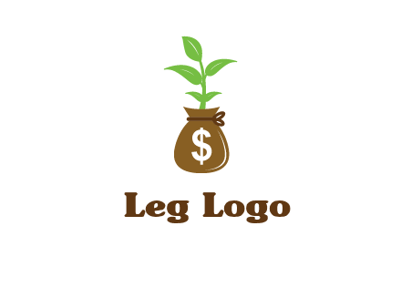 money bag with plant