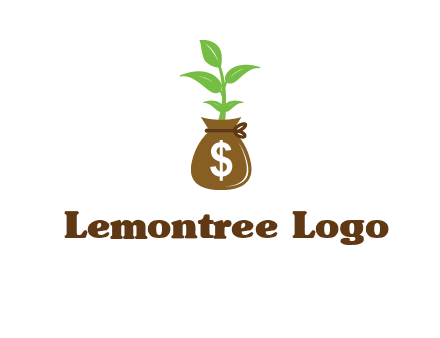 money bag with plant