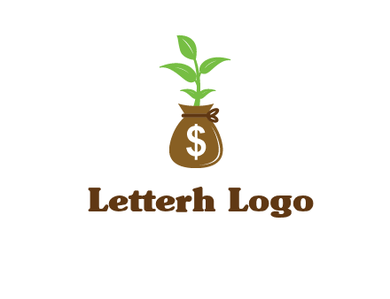 money bag with plant