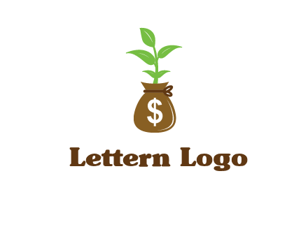 money bag with plant