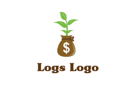 money bag with plant
