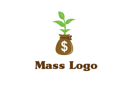 money bag with plant