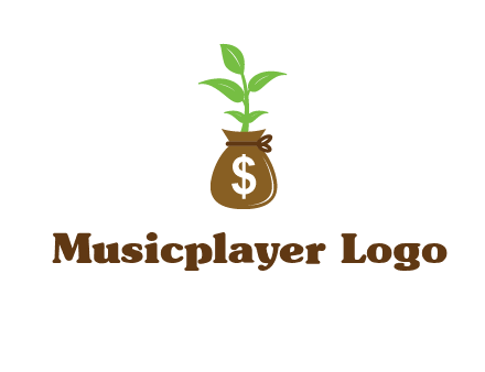 money bag with plant