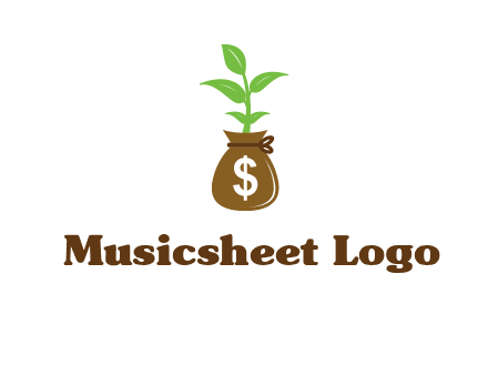 money bag with plant