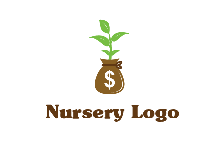 money bag with plant