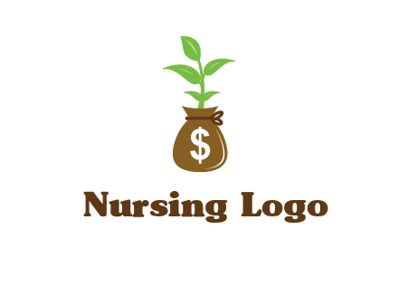 money bag with plant