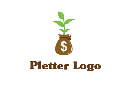 money bag with plant