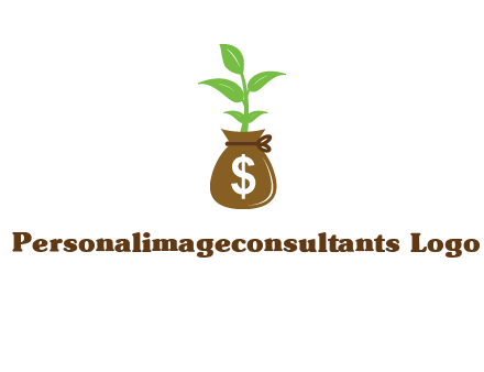money bag with plant