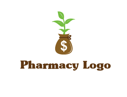 money bag with plant