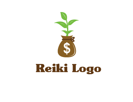 money bag with plant