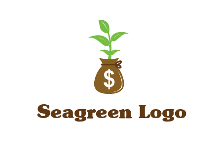 money bag with plant
