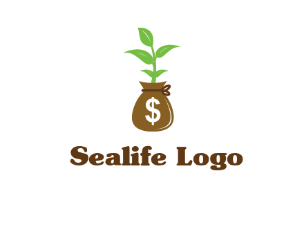 money bag with plant