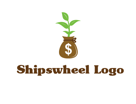 money bag with plant