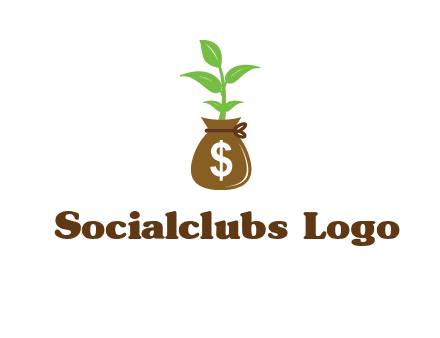 money bag with plant
