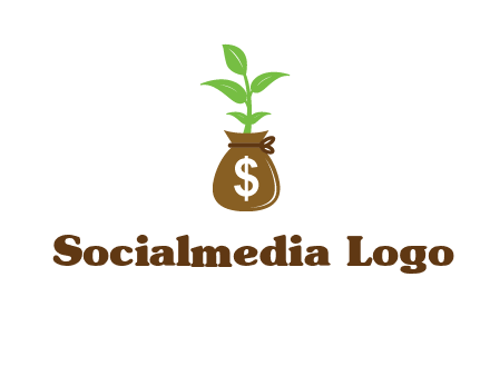 money bag with plant