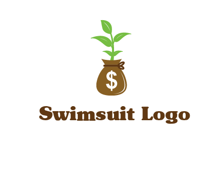 money bag with plant