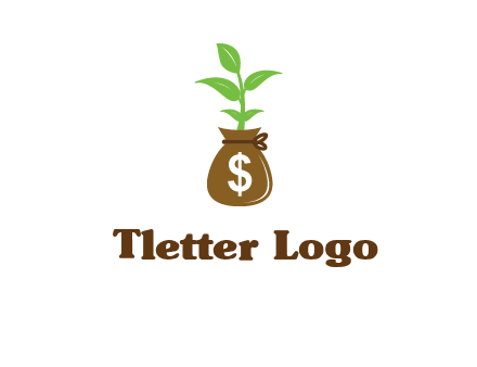 money bag with plant