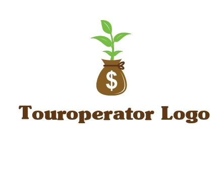 money bag with plant