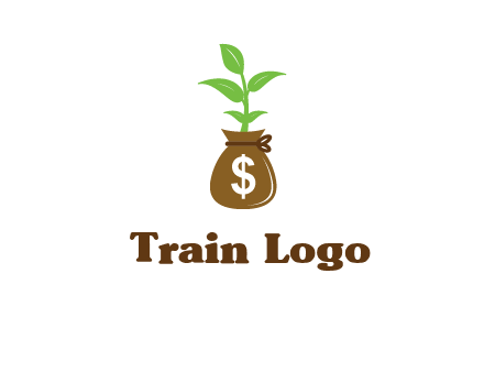 money bag with plant