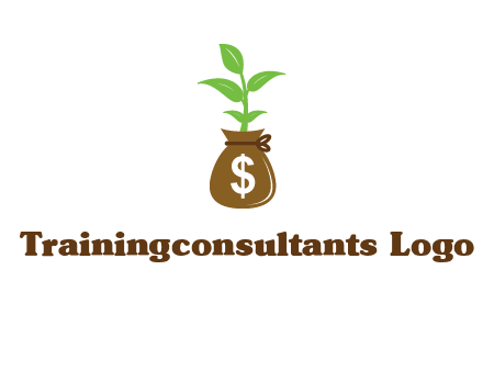 money bag with plant