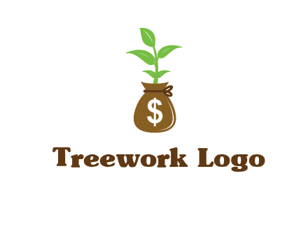 money bag with plant