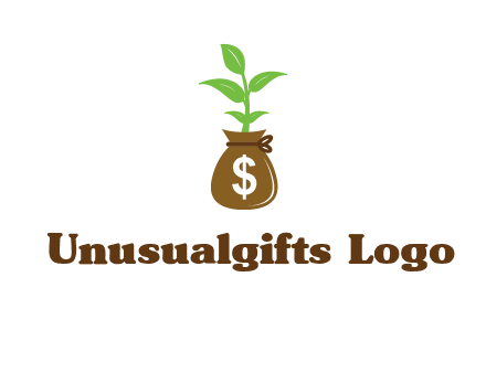 money bag with plant