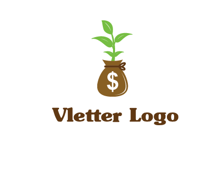 money bag with plant