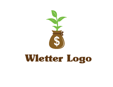 money bag with plant
