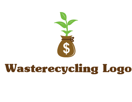 money bag with plant