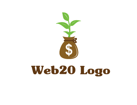 money bag with plant