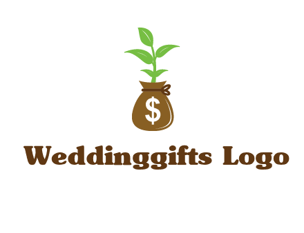 money bag with plant
