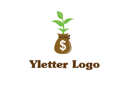 money bag with plant