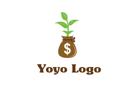 money bag with plant