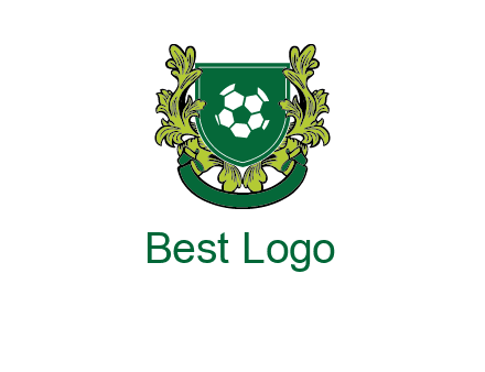 green leaf and football shield logo