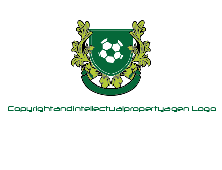 green leaf and football shield logo